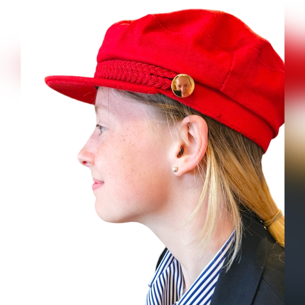 Zara 56cm red sports cap canvas / denim bought but never worn - Picture 2 of 11